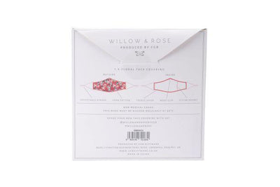 Willow & Rose Ladies Coral Floral Design Reusable Washable Face Covering | 100% Cotton Knit in a Box